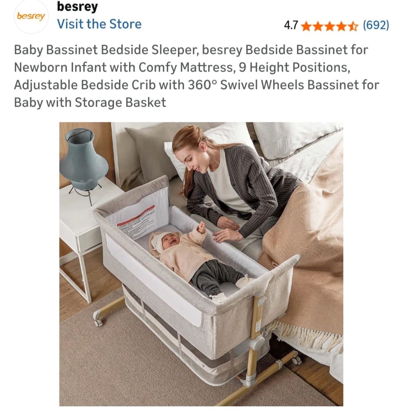 Besrey Baby Bassinet Bedside Sleeper - photo 2