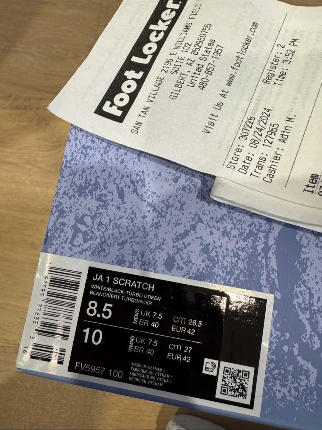 Nike JA 1 Scratch White/Black/Turbo Green - Size 8.5 image indicator(5)