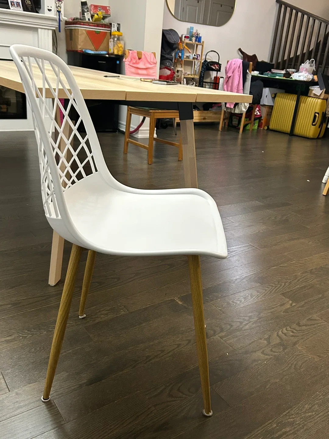 White Dining Chair with Wooden Legs (ONLY ACCEPTING CASH)