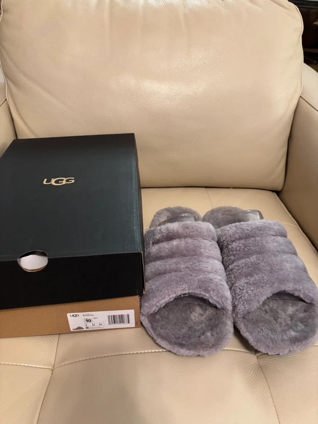 New UGG Fluff Yeah Slides, Size 10, Grey image indicator(6)