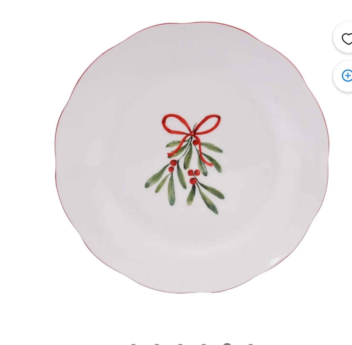 HOLIDAY RED/GREEN HOLLY SCALLOPE SHAPE PORCELAIN DINNERWRE SET image indicator(5)