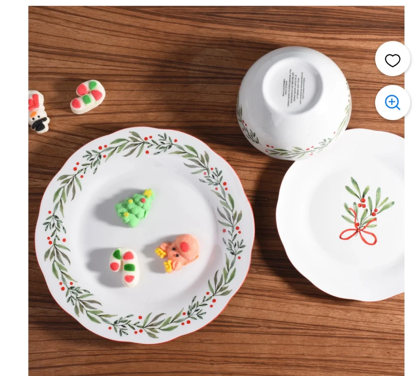 HOLIDAY RED/GREEN HOLLY SCALLOPE SHAPE PORCELAIN DINNERWRE SET image indicator(2)