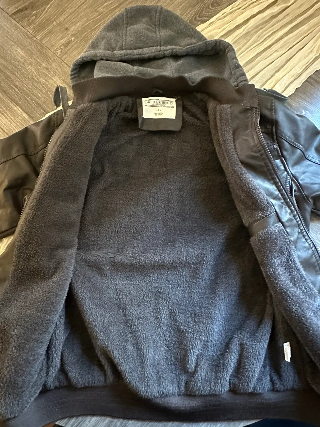 Men’s Brown Faux Leather Jacket - Size L image indicator(3)