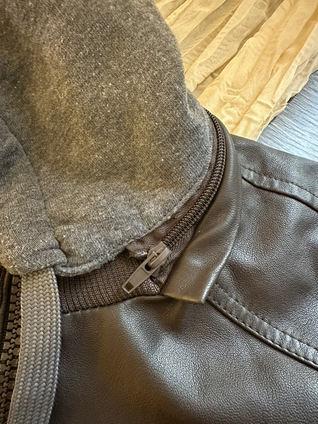 Men’s Brown Faux Leather Jacket - Size L image indicator(5)