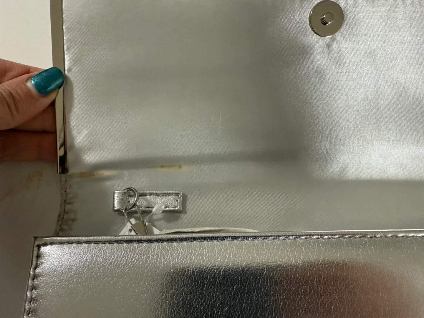 NWT Silver Aldo Clutch image indicator(3)