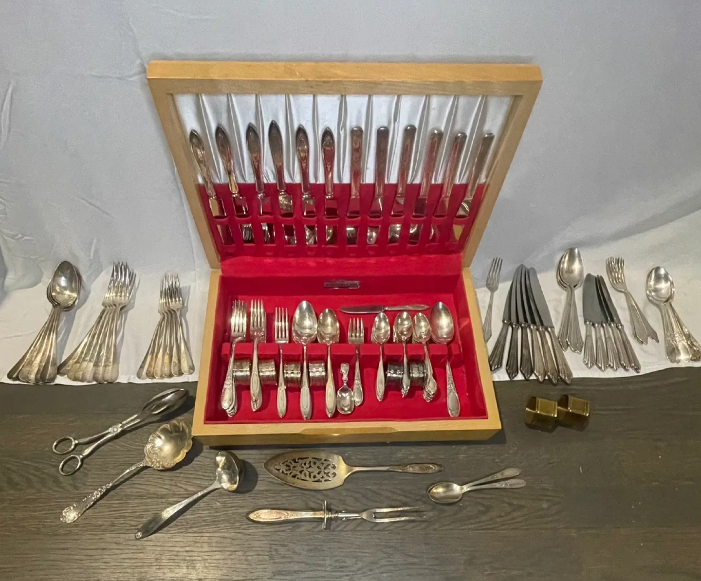 93-Piece Vintage Silverware Set (Mixed Patterns)