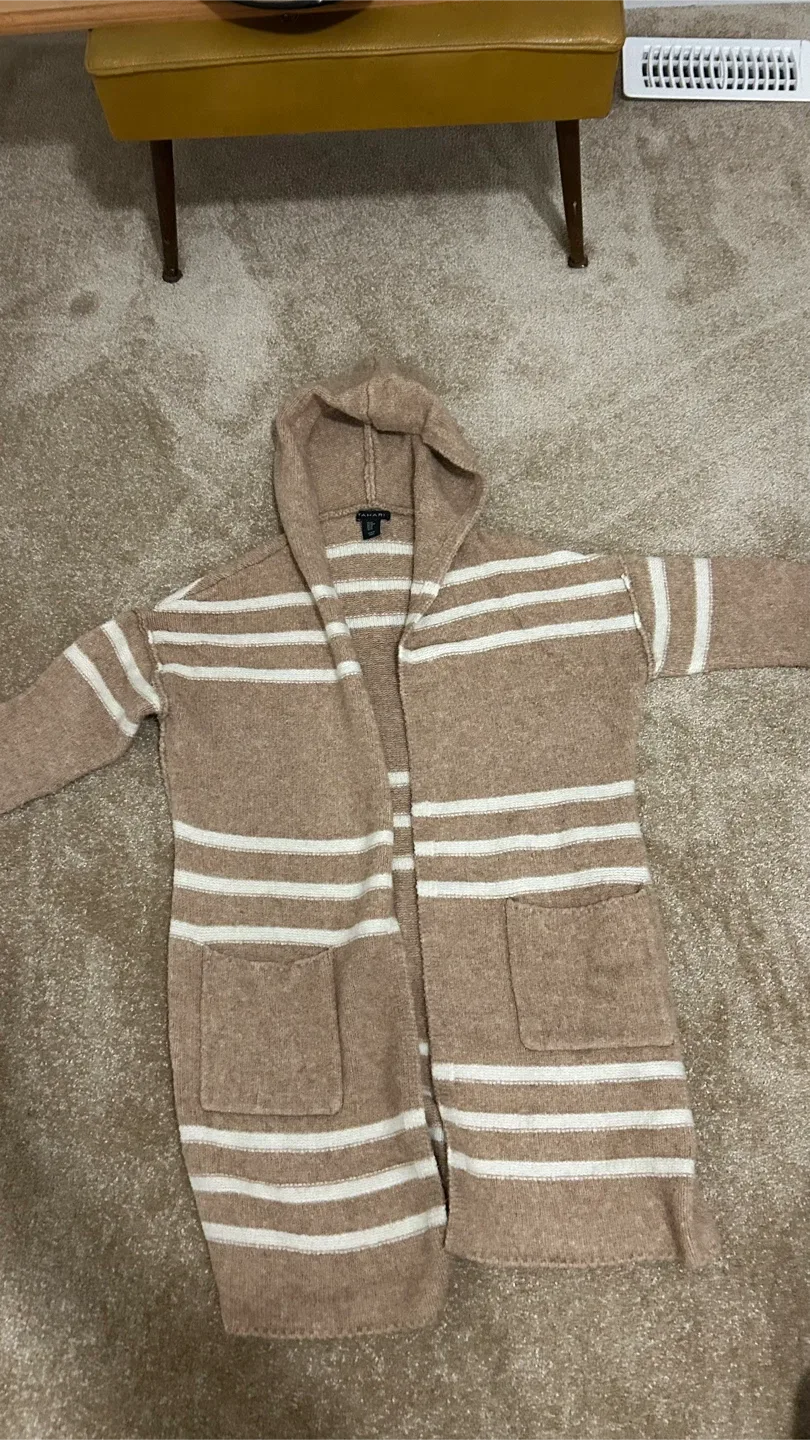 Tahari Striped Hooded Cardigan (cash only)