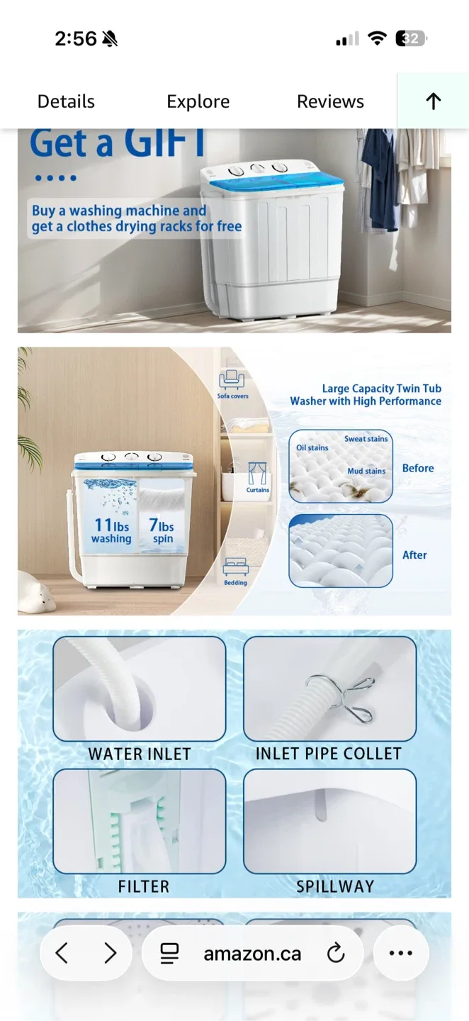 Erivess Twin Tub Washing Machine 11lbs image indicator(3)