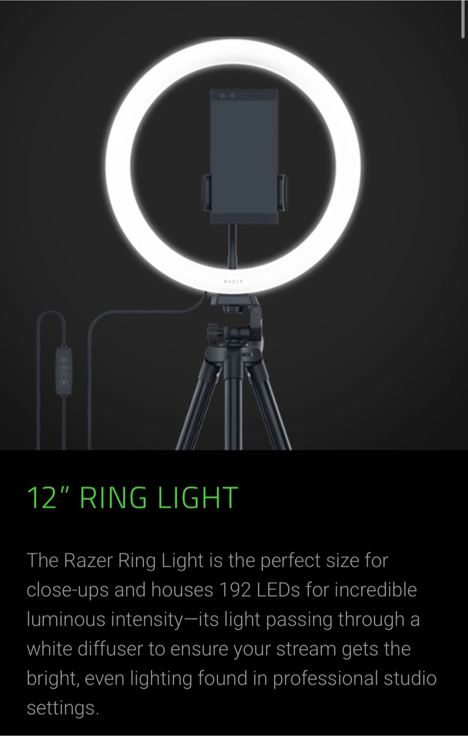 Razer Ring Light 12" USB LED - New in Box! - photo 3