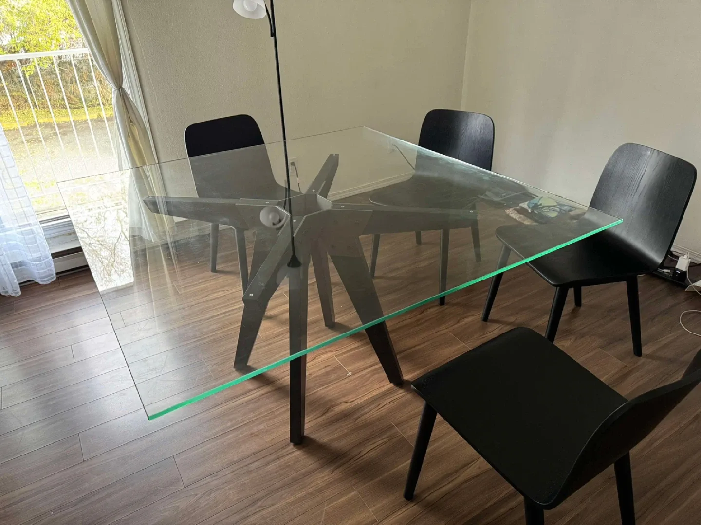 50% Price Drop on Glass Dining Table with 4 Black Chairs image indicator(3)