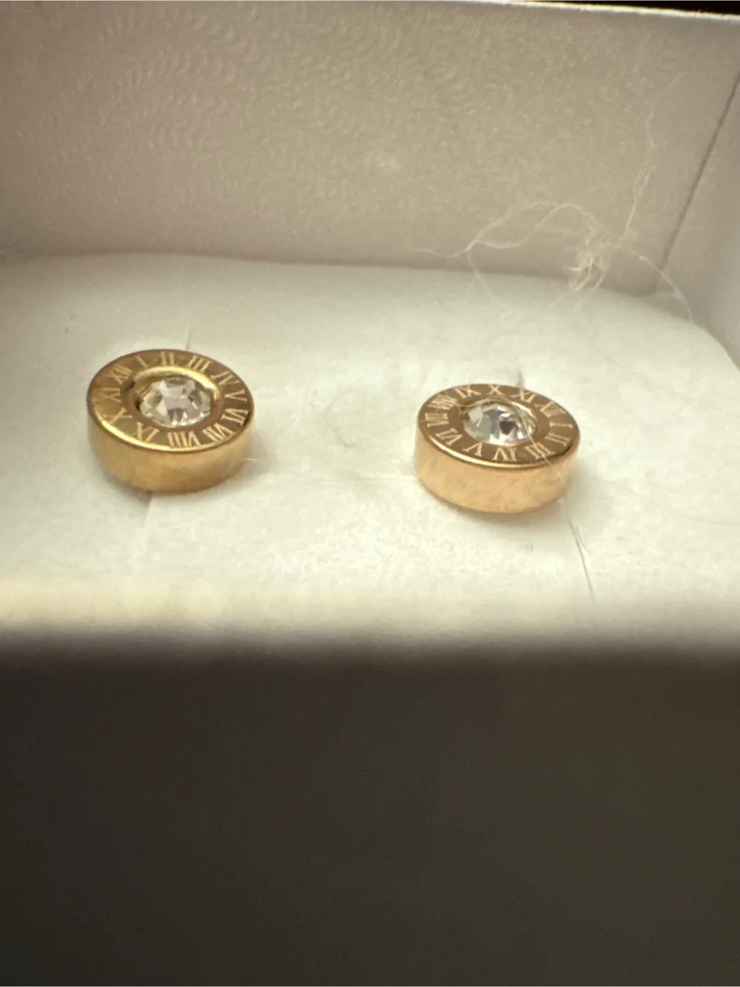 18K RoseGold  SS CZ Stud Earrings with Roman Numerals image indicator(2)