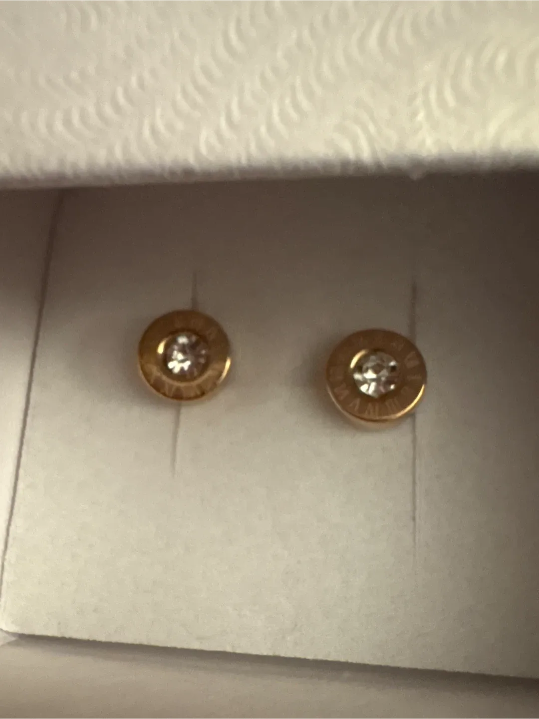 18K RoseGold  SS CZ Stud Earrings with Roman Numerals image indicator(5)