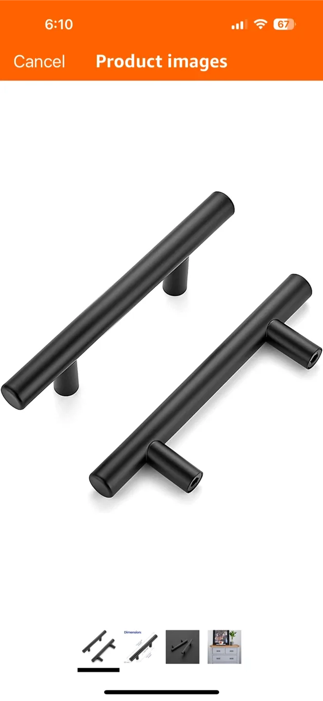 Black Cabinet Drawer Pulls, 5-inch
