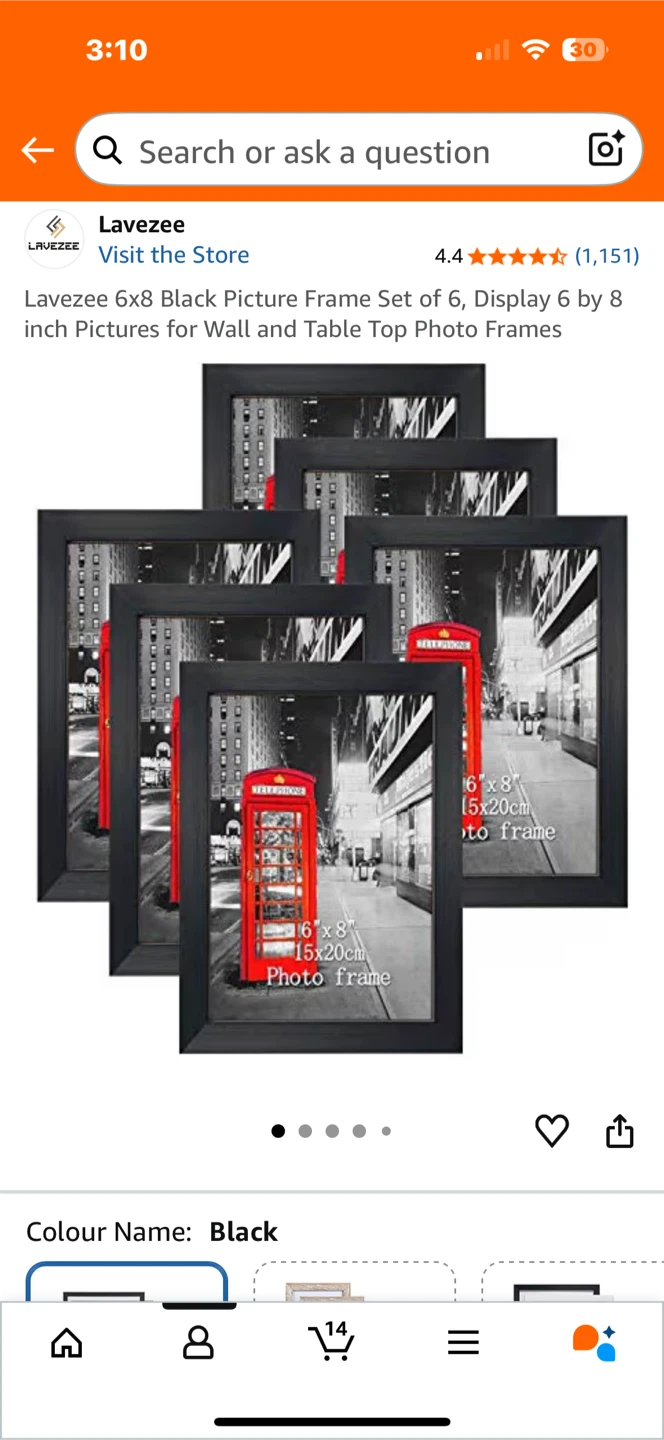 Lavezee 6x8 Black Picture Frame Set of 6