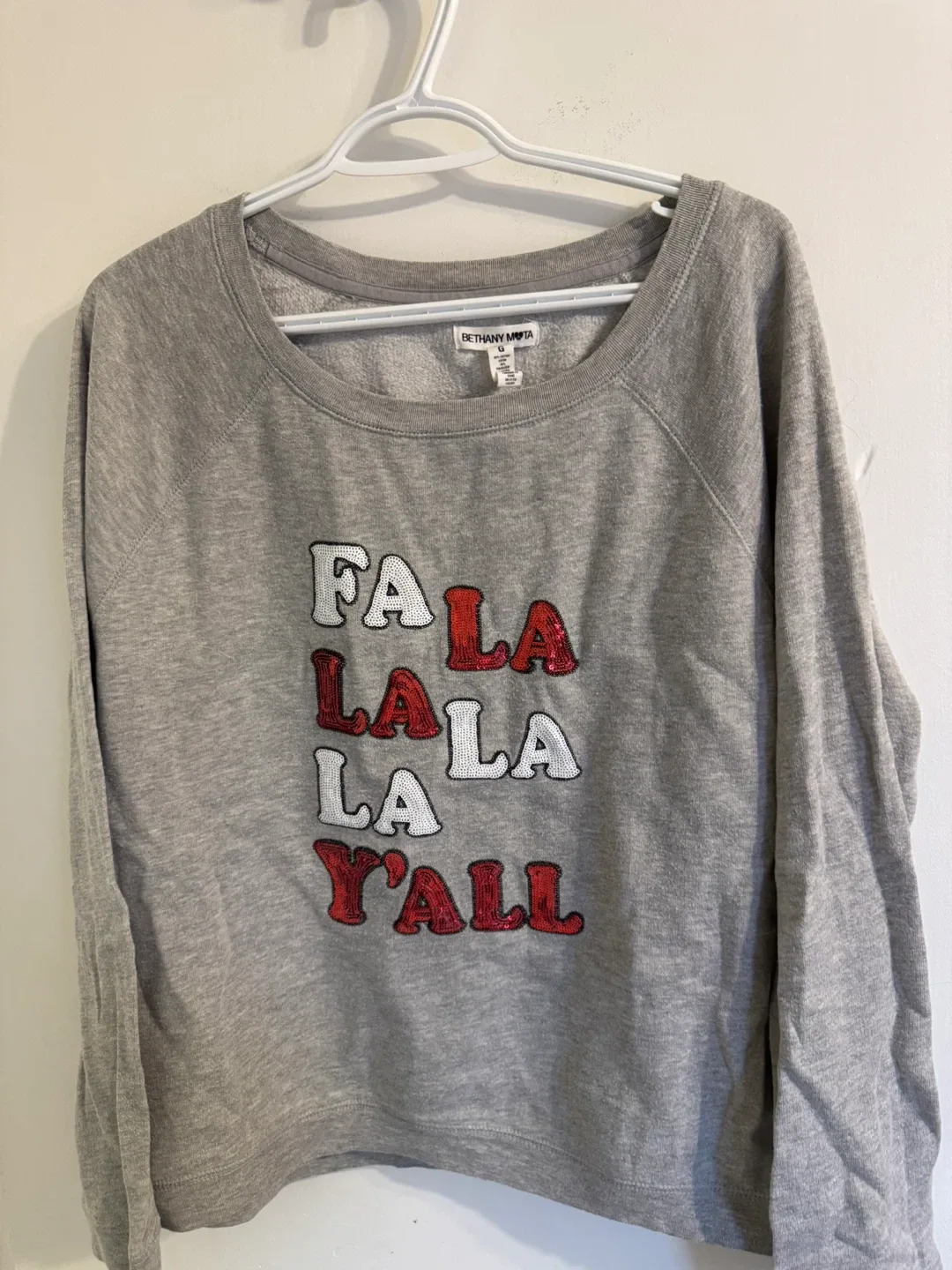 Bethany Mota Grey 'Fa La La' Sweatshirt - Size G