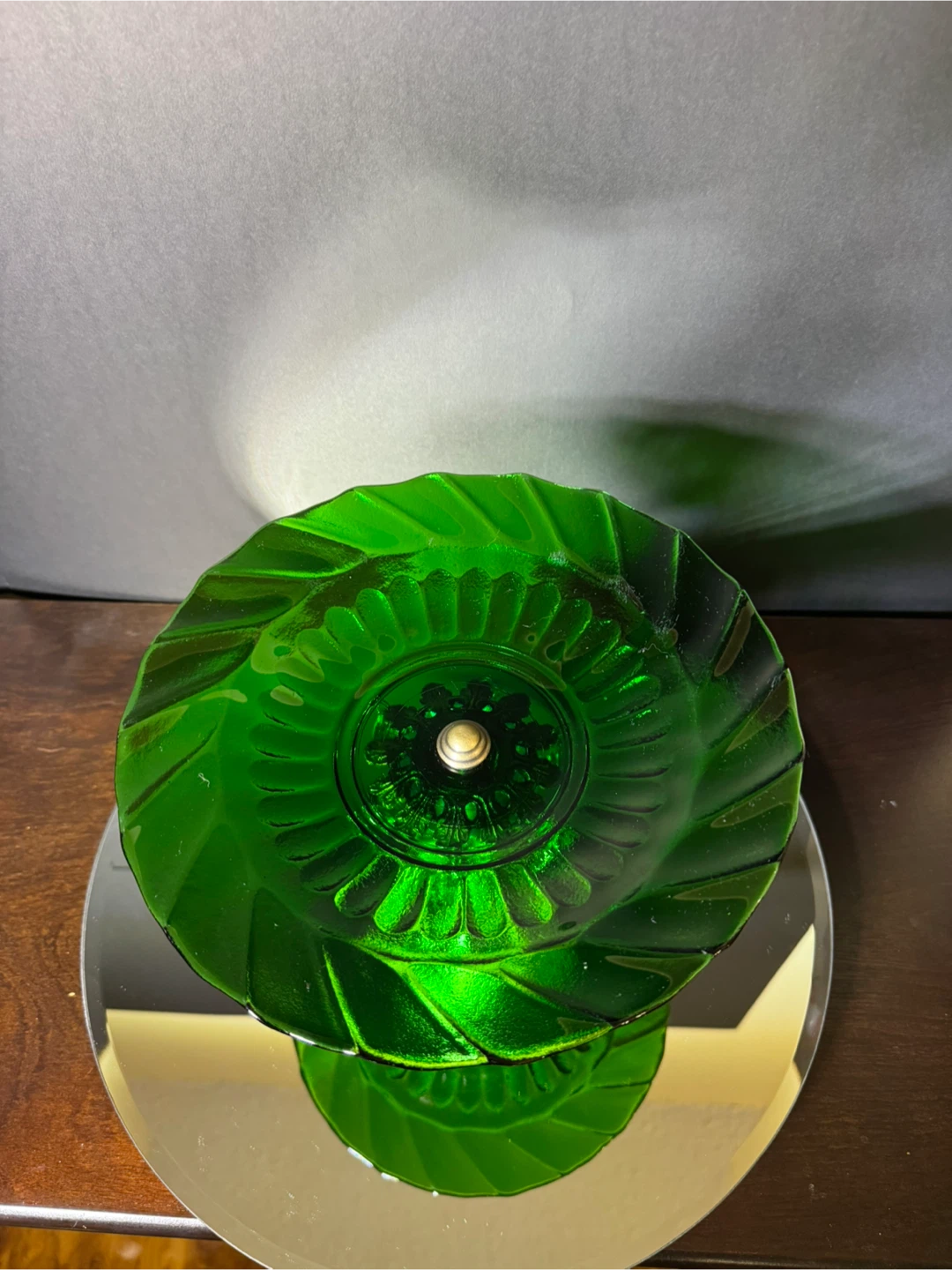 Vintage Green Glass Dessert Stand - photo 2