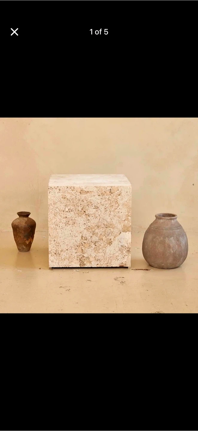 Travertine Cube Side Table