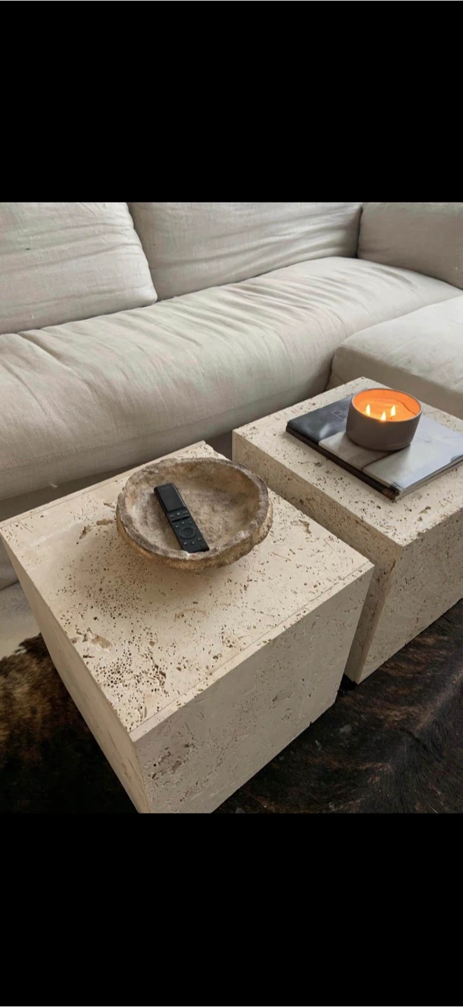 Travertine Cube Side Table - photo 3