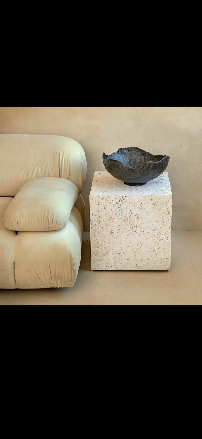 Travertine Cube Side Table - photo 4