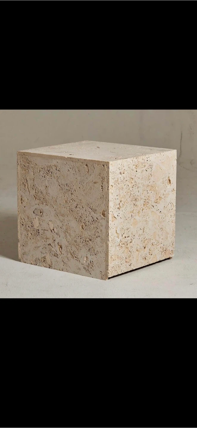 Travertine Cube Side Table - photo 2