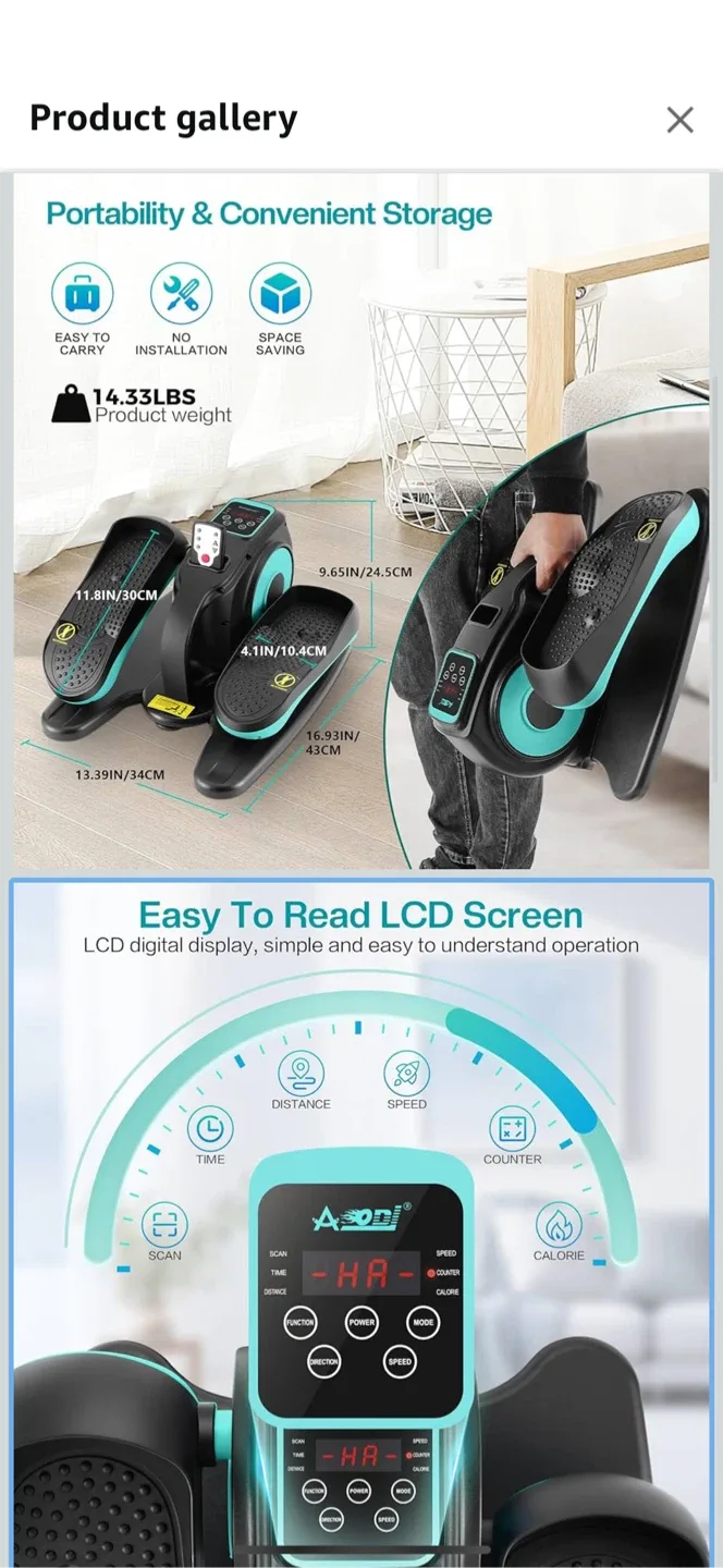 Asoni Under Desk Elliptical Stepper - Portable & Quiet image indicator(2)