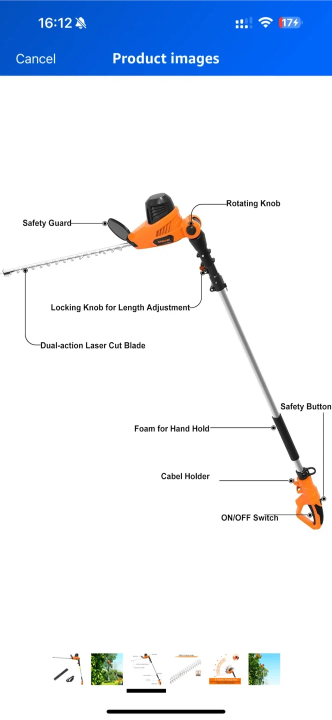 GARCARE Cordless Pole Hedge Trimmer image indicator(5)