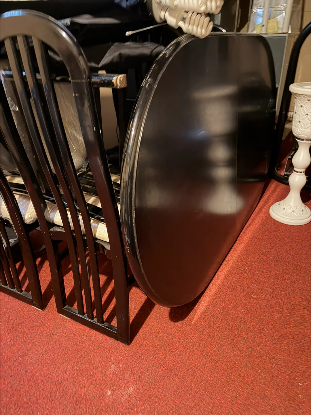Set of 6 Black Dining Chairs with oval dining table