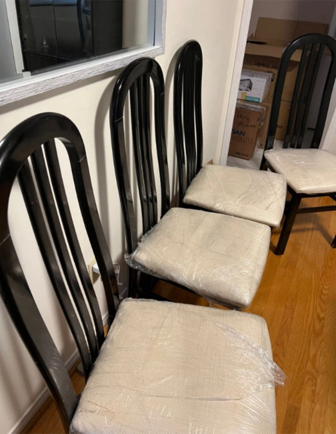 Set of 6 Black Dining Chairs with oval dining table - photo 2