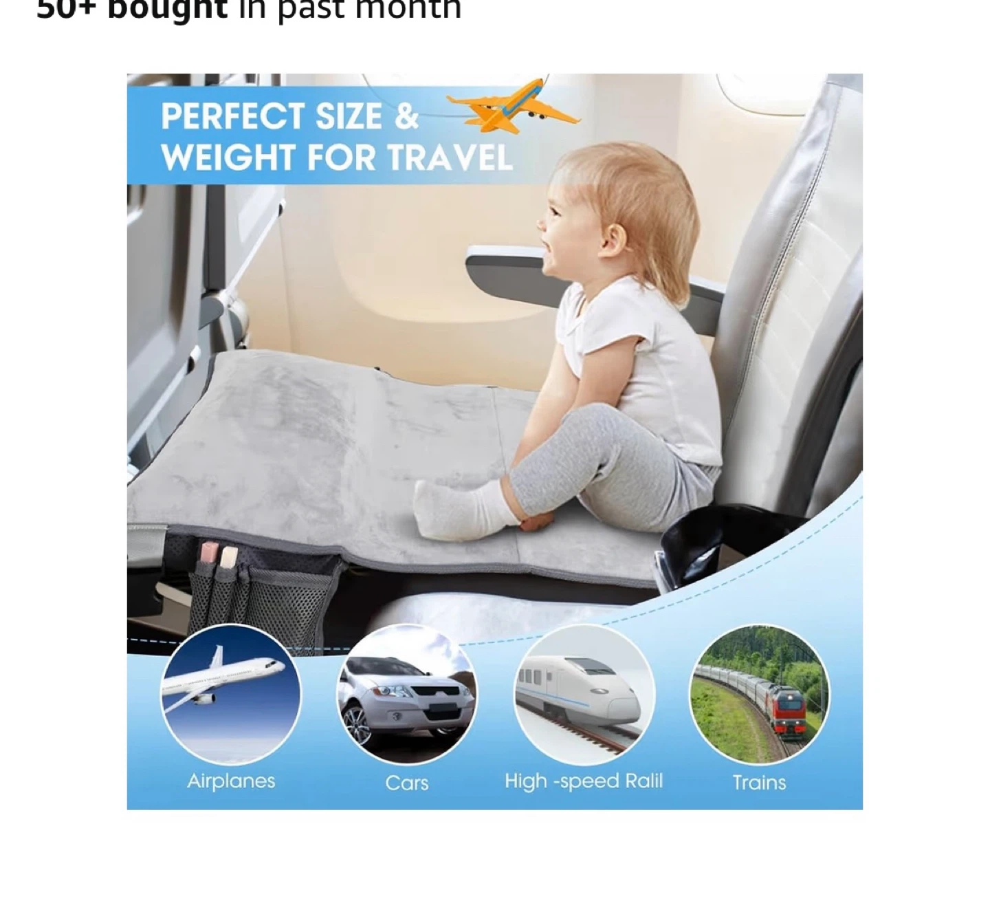 New Toddler Airplane Bed Seat Extender - Grey - photo 2