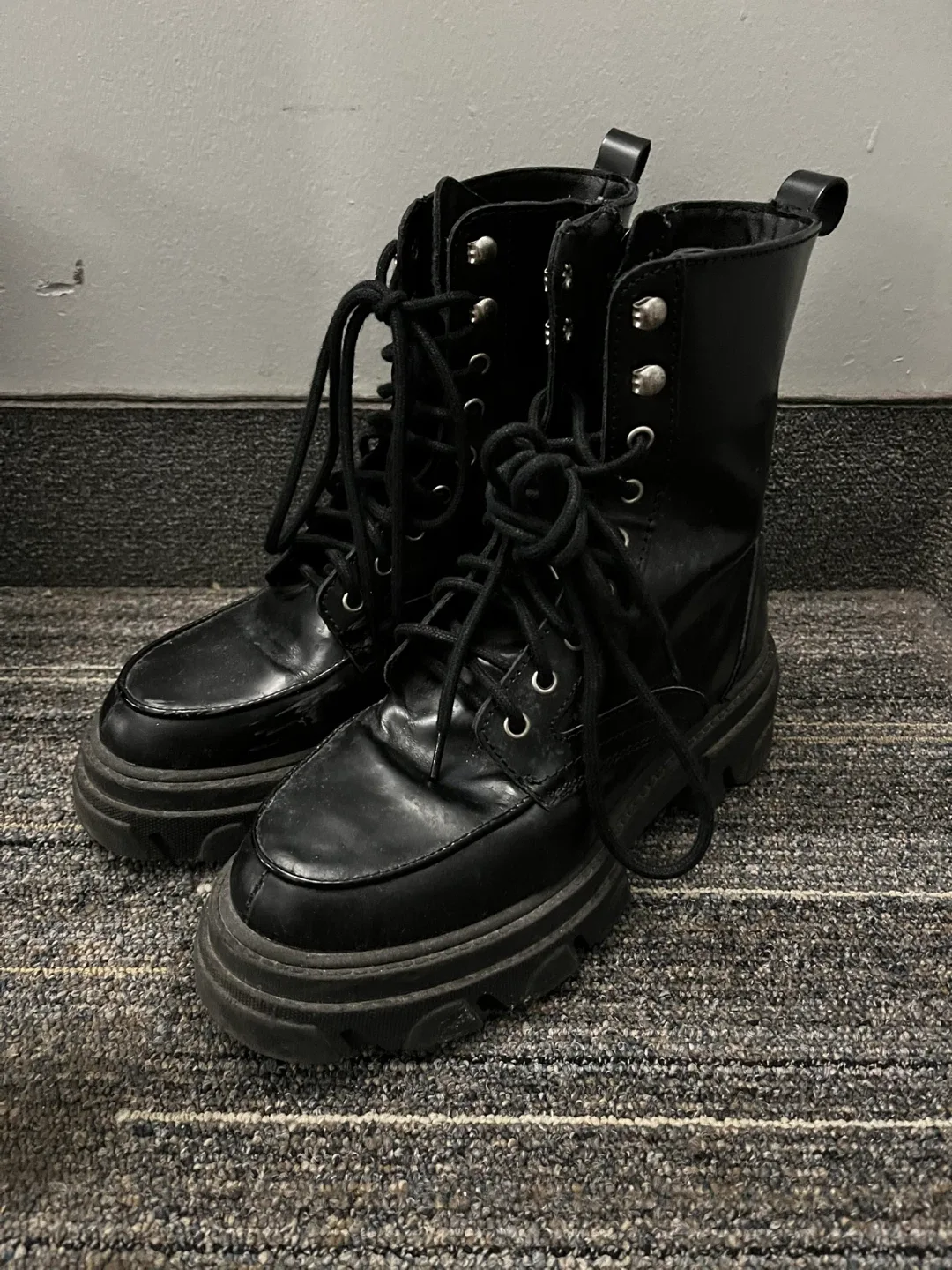 Aldo Black Combat Boots (size 8)