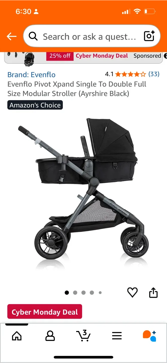 Evenflo Pivot Xpand Stroller - Ayrshire Black