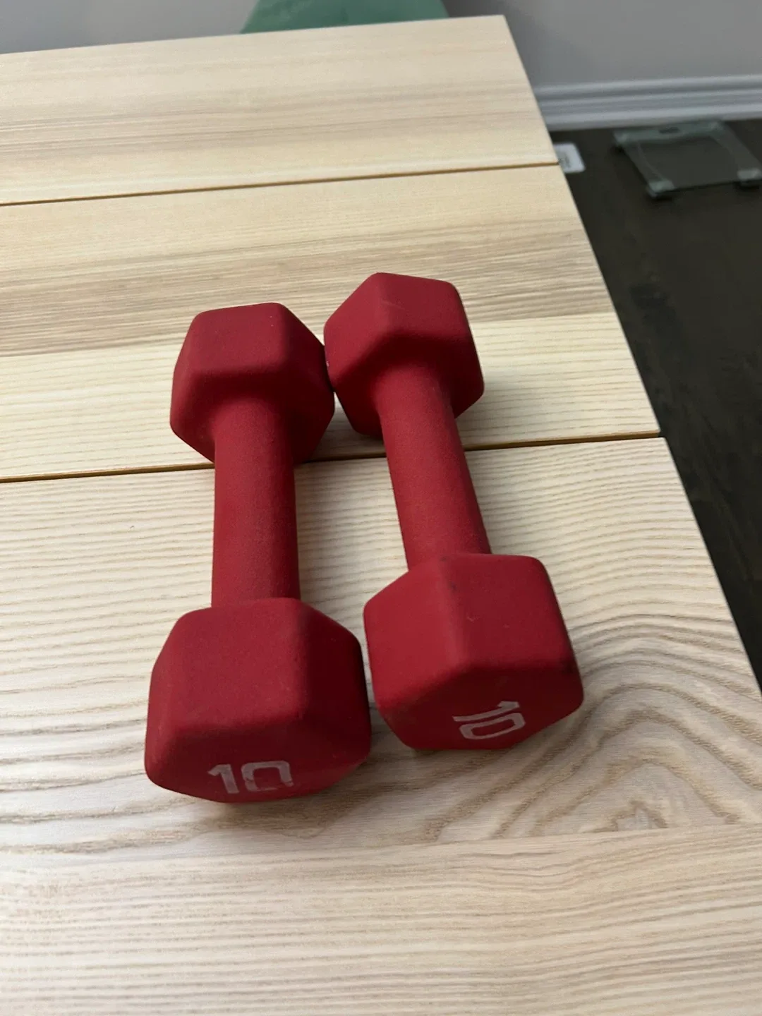 Pair of 10lb Red Dumbbells (cash only)