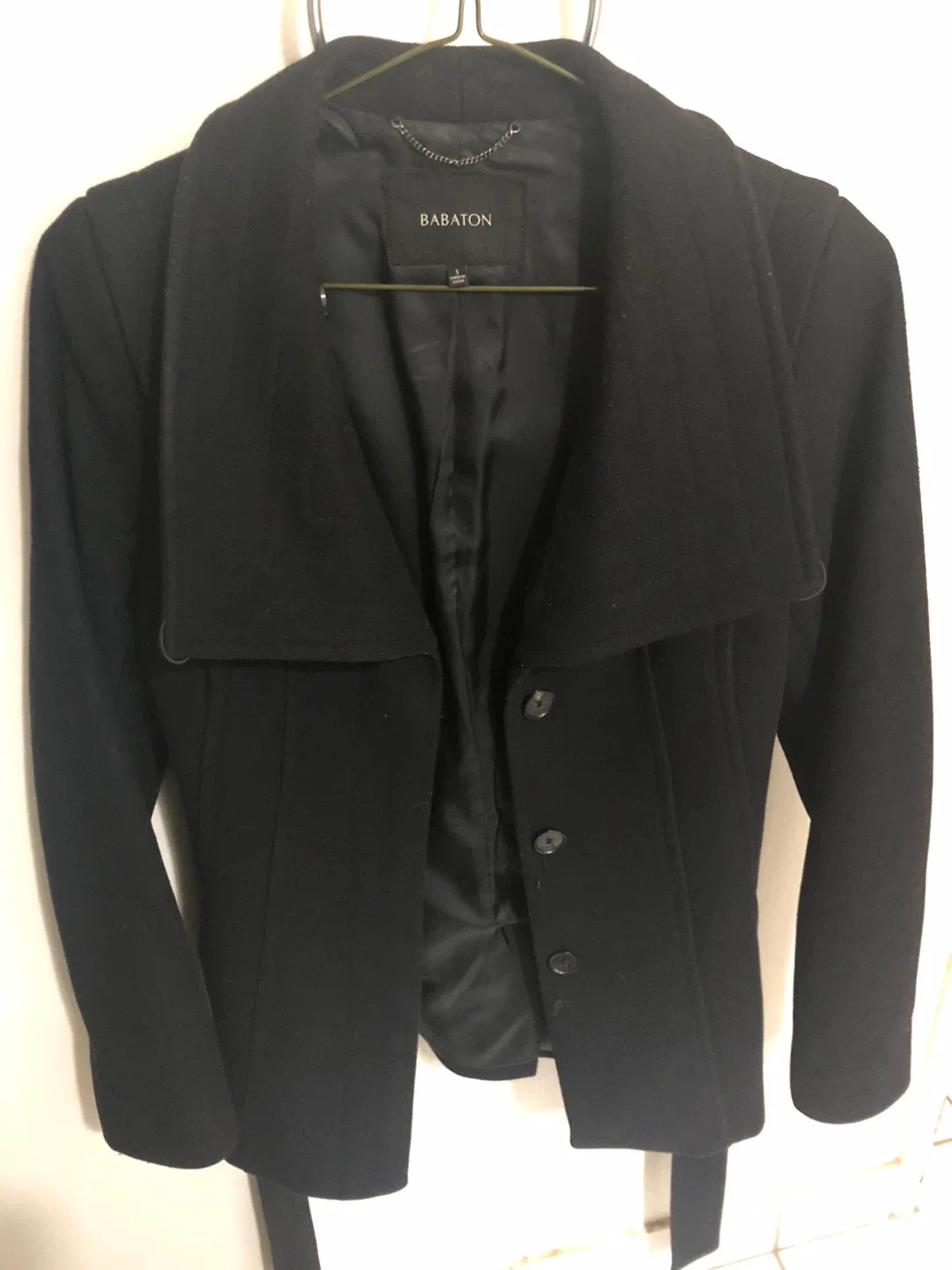 Aritzia Babaton Black wool Coat - Size S