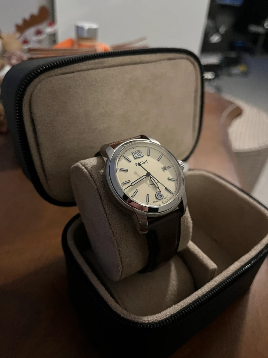Fossil Heritage Automatic Watch with Brown Leather Strap