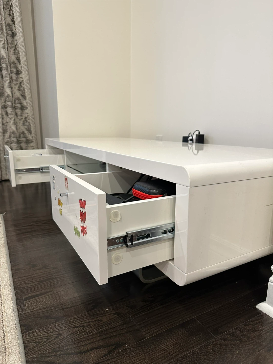 Modern White TV Console- 63” Long with Storage - photo 3