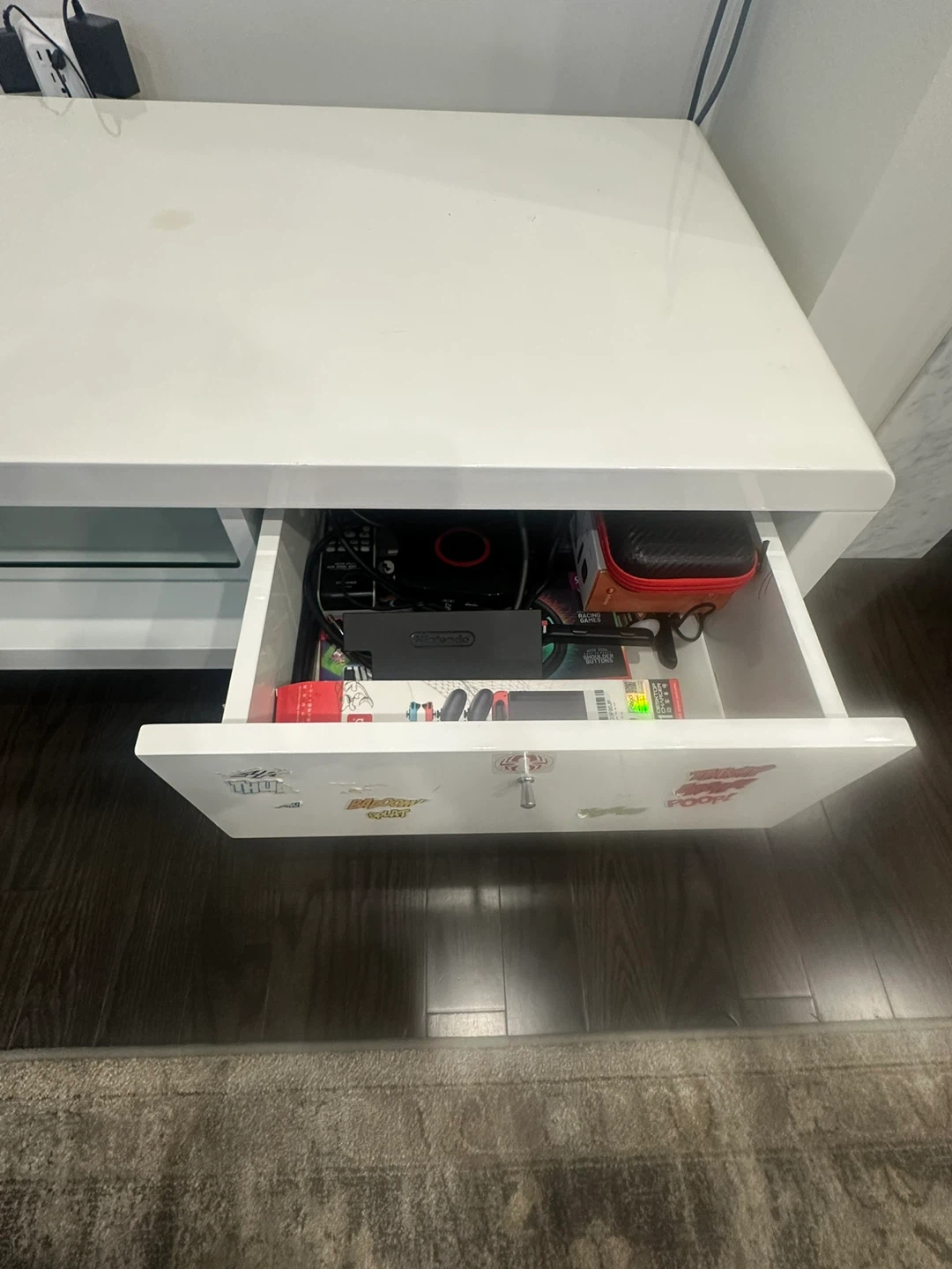 Modern White TV Console- 63” Long with Storage - photo 2