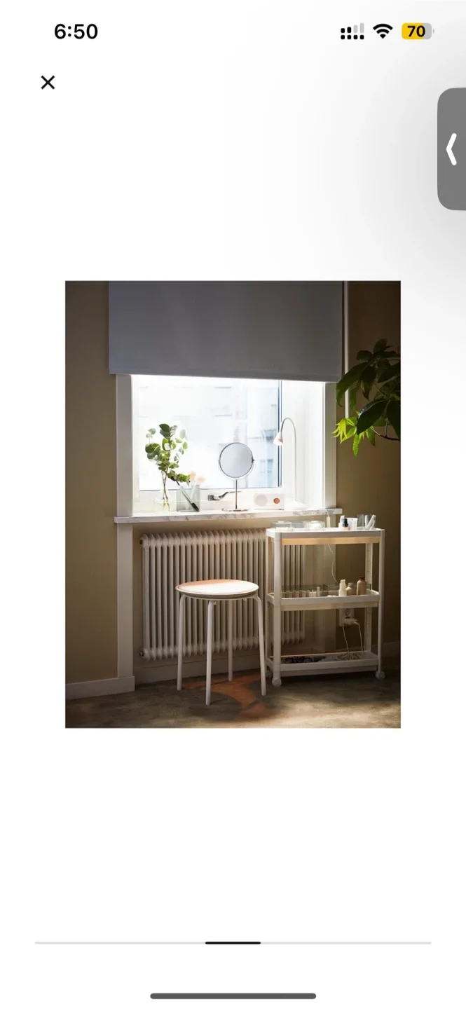 IKEA Vesken White Shelf Unit on Wheels