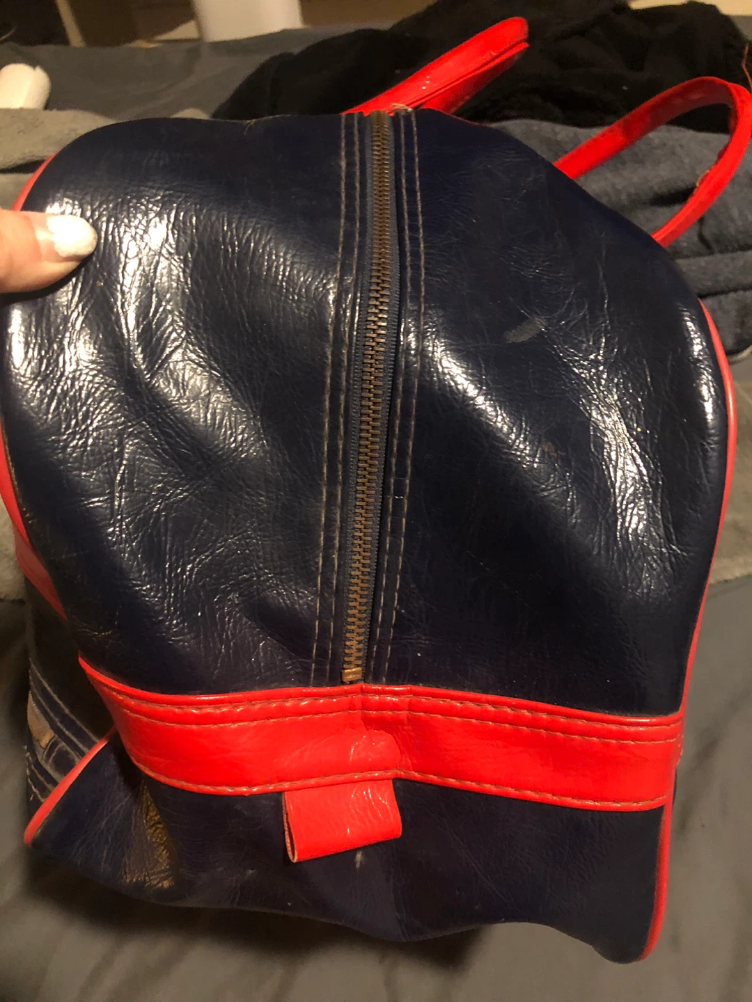Vintage 1970s Adidas Blue & Red Vinyl duffel bag - photo 3