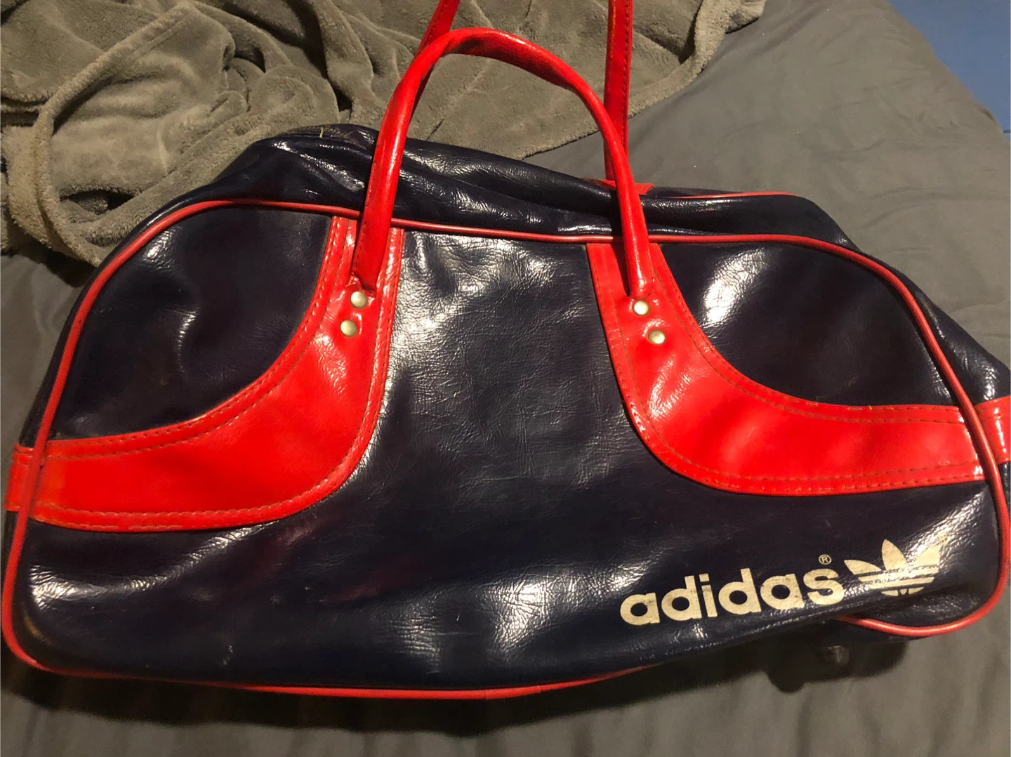 Vintage 1970s Adidas Blue & Red Vinyl duffel bag - photo 2