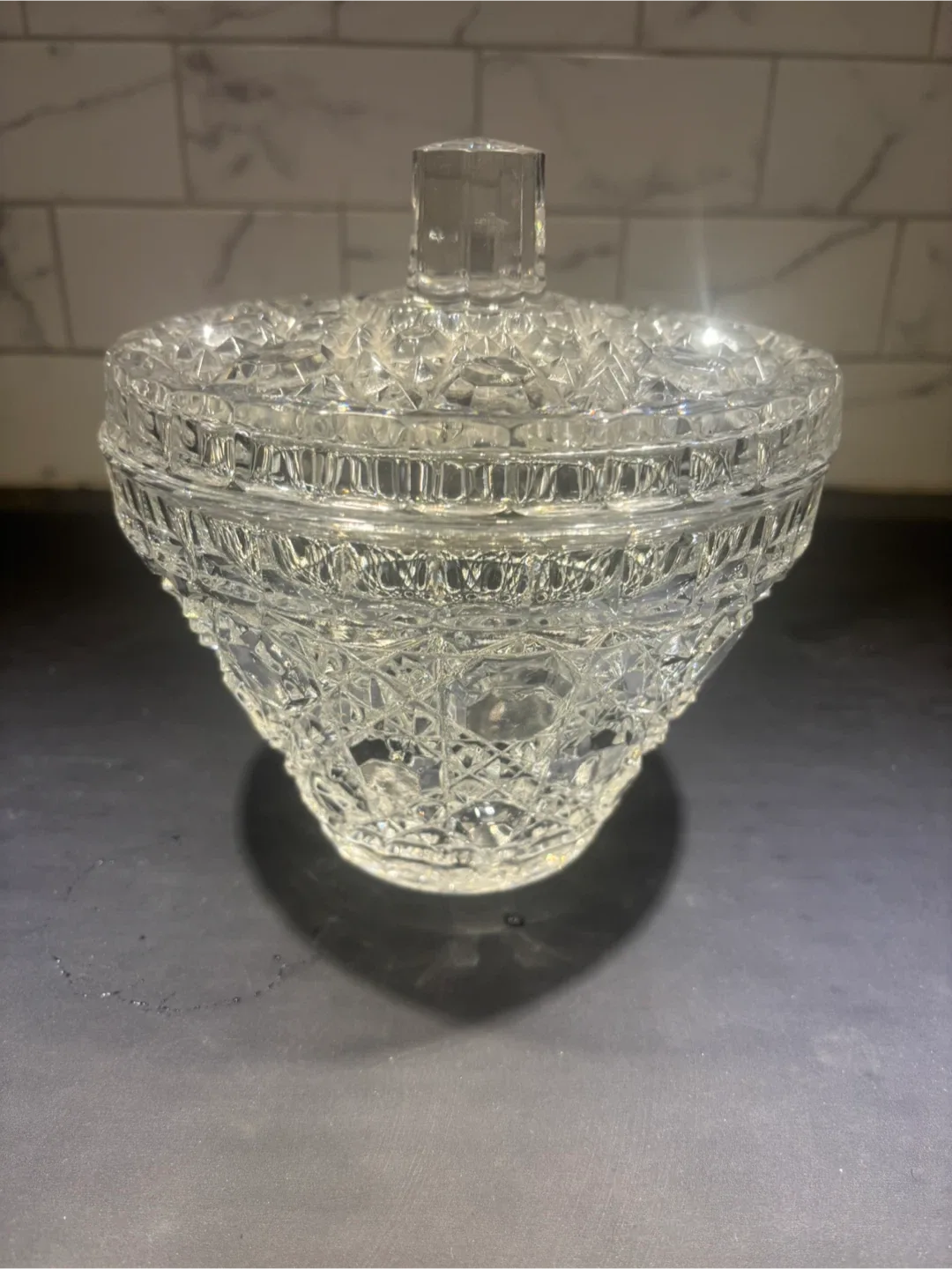 Vintage Clear Glass Candy Dish with Lid