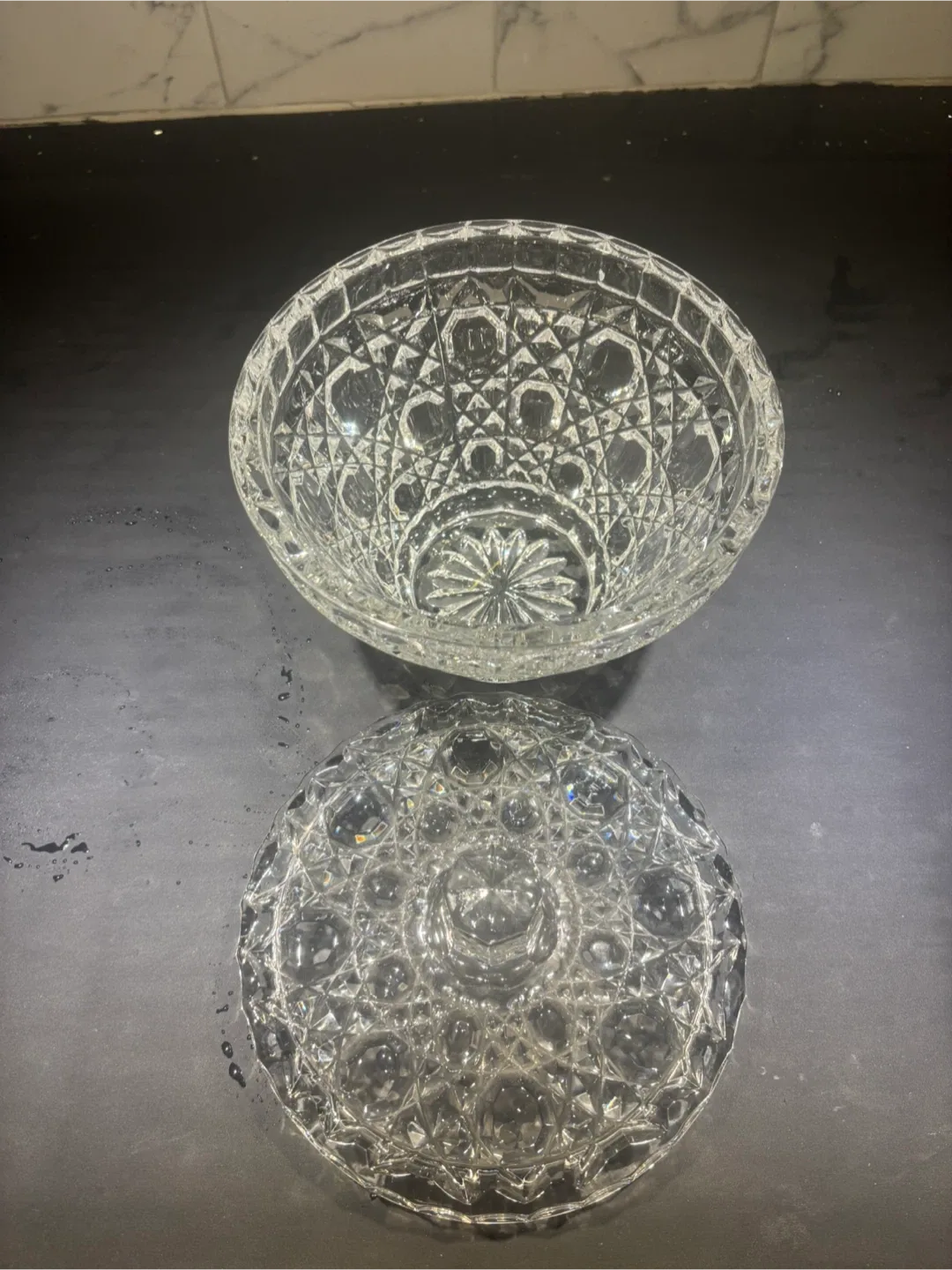 Vintage Clear Glass Candy Dish with Lid image indicator(2)