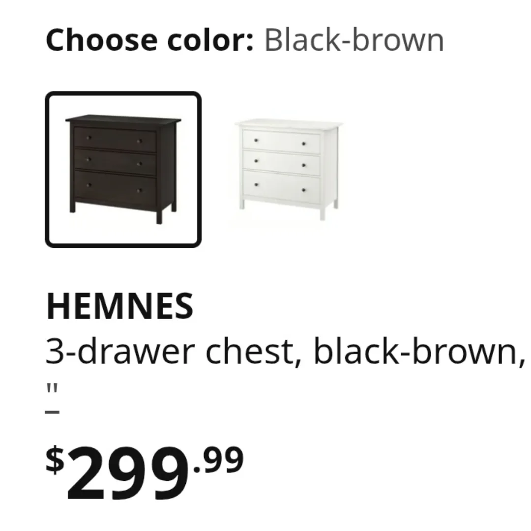 Ikea 3-Drawer Chest or Dresser Black-Brown image indicator(7)