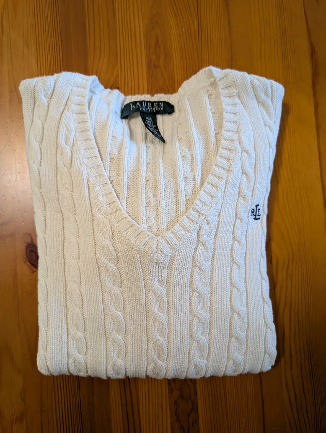 Ralph Lauren Cream Cable Knit Sweater Size Small