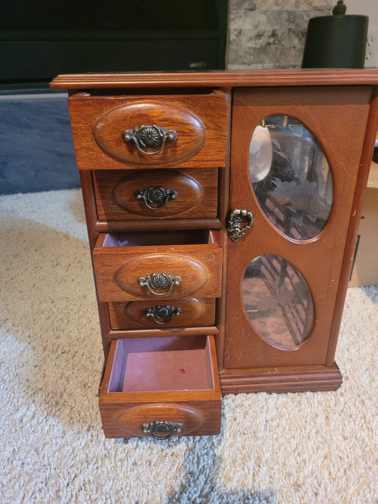 Wooden Jewelry Box with Mirror - photo 2
