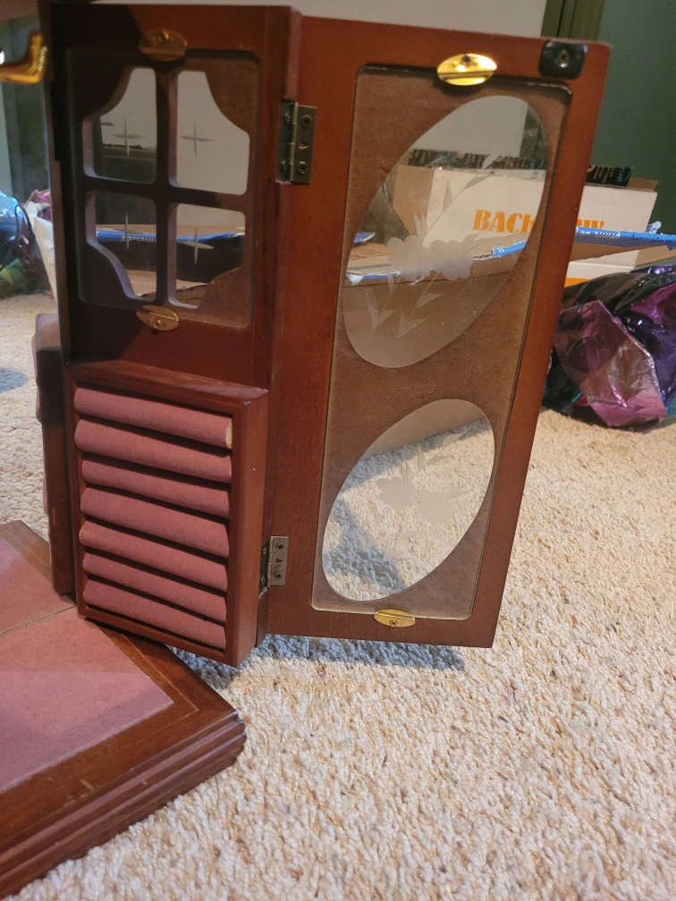 Wooden Jewelry Box with Mirror - photo 3