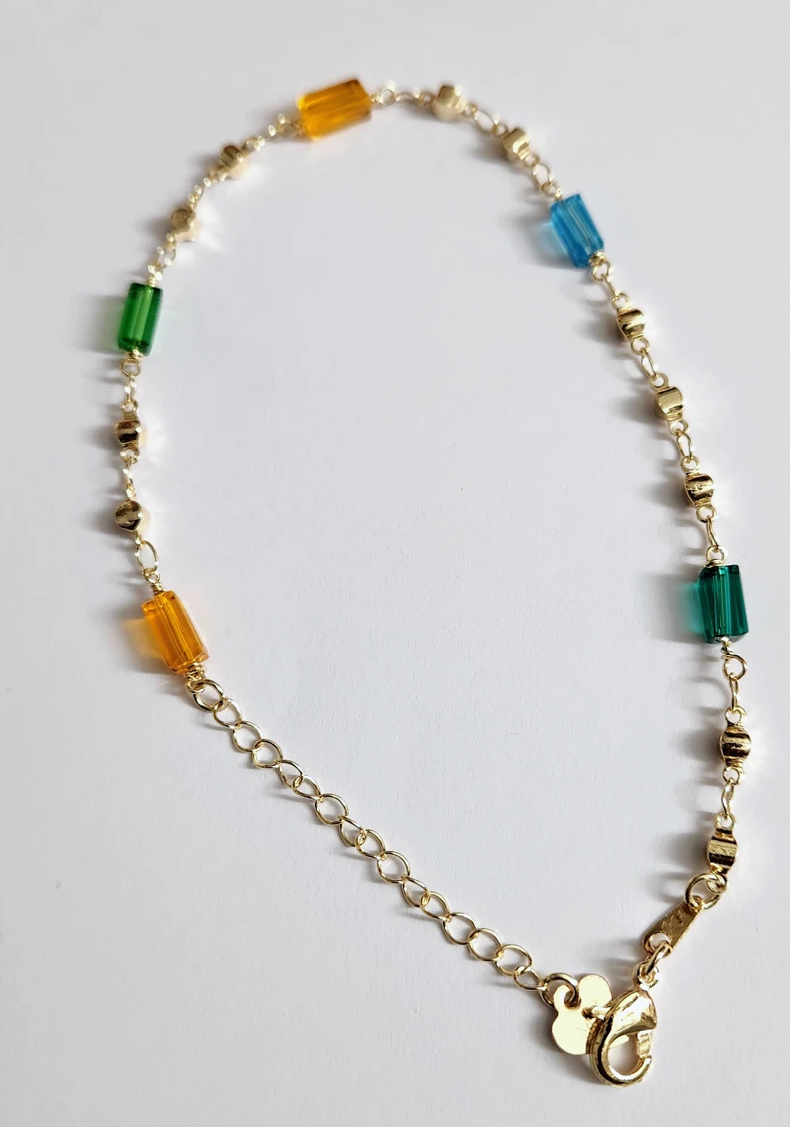 Color Pop Gold Beaded Anklet – Adjustable Vibrant Beads