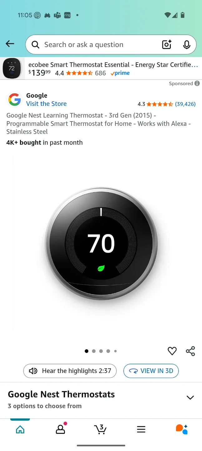 Google Nest Learning Thermostat 3rd Gen image indicator(5)