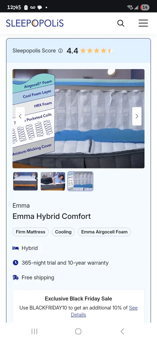 Emma Hybrid Comfort Mattress Queen Size image indicator(2)