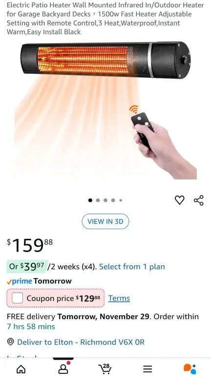 Electric Patio Heater Wall Mounted Infrared