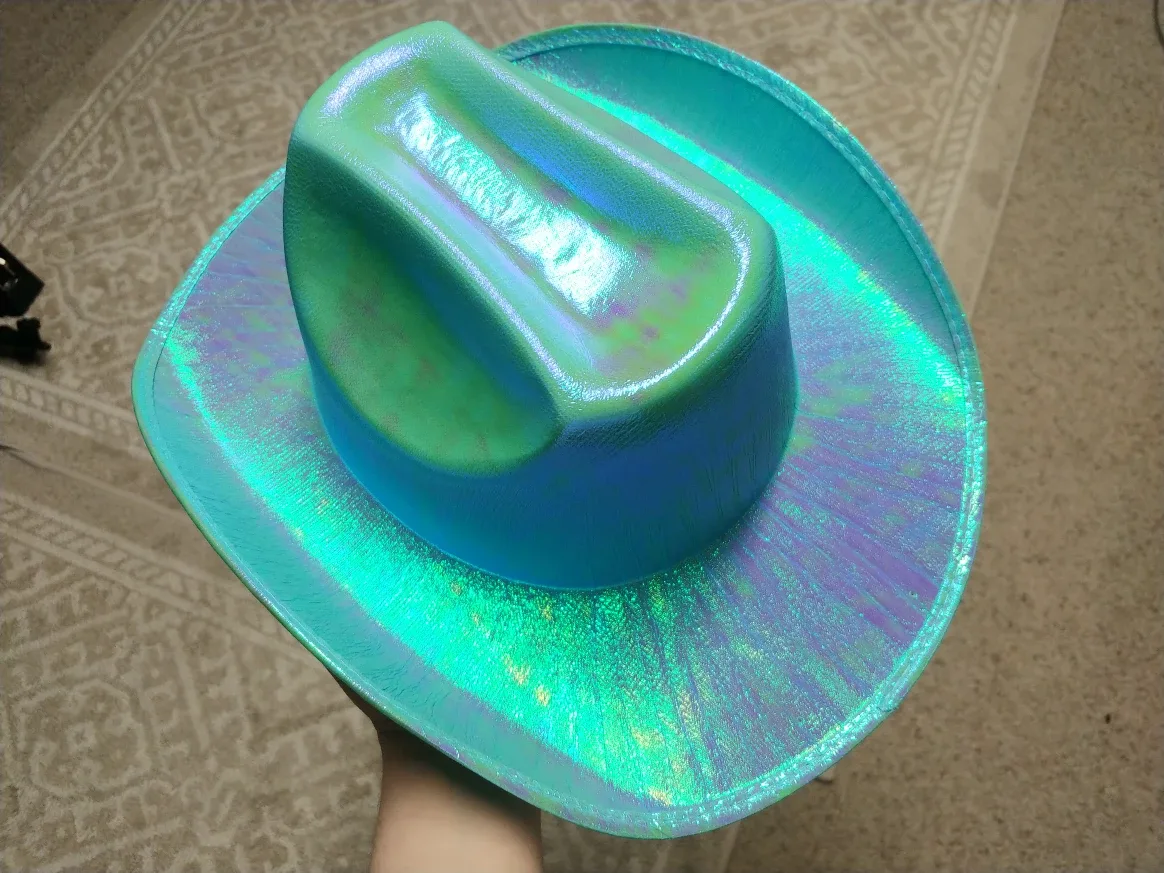 Iridescent/Holographic Turquoise Cowboy Hat image indicator(9)